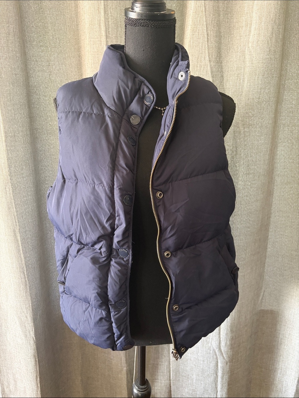 J. Crew Navy Quilted Puffer Vest